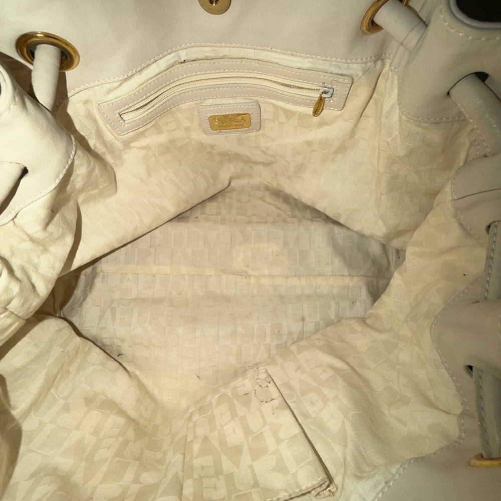 Furla Ivory Shoulder Bag with Gold Accents - Picture 14 of 15